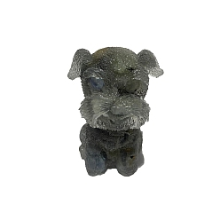Labradorite Resin Dog Display Decoration, with Natural Labradorite Chips inside Statues for Home Office Decorations, 25x30x40mm