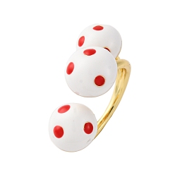 Белый Латунные эмалевые открытые манжеты для женщин, гриб, стойки покрытие, прочное покрытие, без кадмия и без свинца, белые, внутренний диаметр: 18 мм