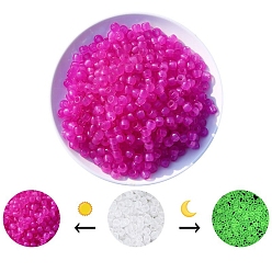 Camellia Luminous Acrylic Beads, Glow in the Dark, for DIY Jewelry Accessories, Column, Camellia, 8x6mm, Hole: 3.5mm, about 700pcs/bag