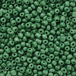 Pale Green Glass Seed Beads, Opaque Colours Seed, Small Craft Beads for DIY Jewelry Making, Round, Pale Green, 3mm, Hole:1mm, about 10000pcs/pound