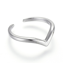 Platinum Adjustable Brass Toe Rings, Open Cuff Rings, Open Rings, Platinum, US Size 1 3/4(13mm)