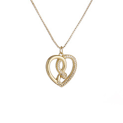 CN001219CX Gold Plated Heart Pendant Necklace with Snake Animal Charm and Zirconia Stones