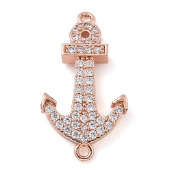 Розовое Золото Стойка покрытие латунь микропаве прозрачный кубический цирконий якорь соединительные подвески, долговечный, без свинца и без кадмия, розовое золото , 34.5x18x4.5 мм, отверстие : 1.8 мм