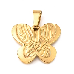 Golden Ion Plating(IP) 304 Stainless Steel Pendants, Butterfly Charm, Golden, 14x16x2mm, Hole: 6x3mm