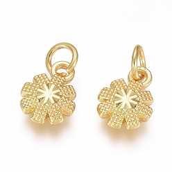 Golden Electroplated Alloy Charms, Long-Lasting Plated, with Brass Jump Ring, Flower, Golden, 10.5x7.5x3mm, Hole: 3.5mm