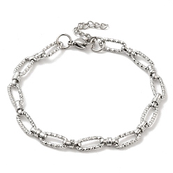 Stainless Steel Color 304 Stainless Steel Faceted Oval Link Chain Bracelet, Stainless Steel Color, 8-5/8 inch(21.8cm)