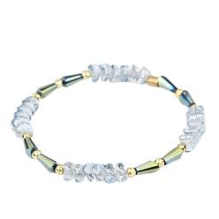 BC405-2 Unique Crystal and Gold Beaded Bracelet for Women - Elegant Handmade Jewelry