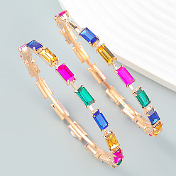 colorful Sparkling Rhinestone Rectangle Earrings for Women - Glamorous Chain Design