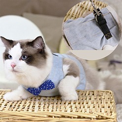 Light Blue Cat Harness and Leash Set, Adjustable Bowknot Cat Vest Harness with Cloth Belt and Alloy Clasp, Pet Supplies, Light Blue, Inner Diameter: 420mm