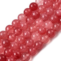 Малиновый Природные окрашенные белого нефрита нитей бисера, круглые, малиновый, 8.5 мм, отверстие : 0.8 мм, около 45~46 шт / нитка, 14.69''~15.04'' (37.3~38.2 см)