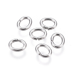 Stainless Steel Color 304 Stainless Steel Jump Rings, Open Jump Rings, Oval, Stainless Steel Color, 4x3.2x0.6mm, Inner Diameter: 1.8x2.4mm