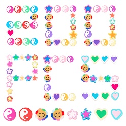 Mixed Color 200Pcs 4 Styles Handmade Polymer Clay Beads, Mixed Color, 50pcs/style