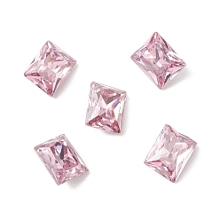 Pink K9 Glass Rhinestone Cabochons, Pointed Back & Back Plated, Rectangle, Pink, 10x8x4mm