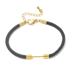 Gray Nylon Cord Bracelet Making, with Brass Beadable Bar, Golden, Gray, 6.89x0.16 inch(17.5x0.4cm)