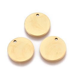 Golden Ion Plating(IP) 304 Stainless Steel Charms, Polished, Stamping Blank Tag, Laser Cut, Flat Round, Golden, 9.8x1mm, Hole: 0.9mm