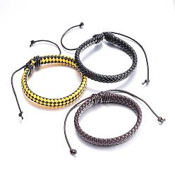 Couleur Mélangete Tressées réglables bracelets cordon en cuir PU, couleur mixte, 2-3/8 pouces (60 mm)