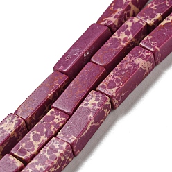 Old Rose Synthetic Imperial Jasper Dyed Beads Strands, Rectangle, Old Rose, 13~13.5x4~4.5x4~4.5mm, Hole: 1.4mm, about 28~29pcs/strand, 14.49''~14.96''(36.8~38cm)