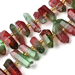 (123L) Белый крем непрозрачный блеск Гальванические природный кристалл кварца бусы пряди, граненые, окрашенные, палочка для наггетсов, с бисером, огнеупорный кирпич, 11~25x3~9x4~10 мм, отверстие : 1~1.2 мм, около 19~26 шт / нитка, 7.09~7.48'' (18~19 см)