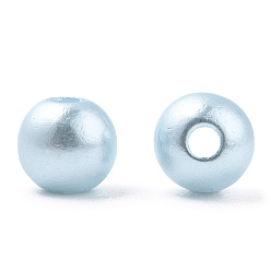 Light Cyan Spray Painted ABS Plastic Imitation Pearl Beads, Round, Light Cyan, 6x5.5mm, Hole: 1.8mm, about 4540 pcs/500g