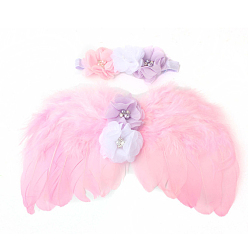 Lavender Blush Mini Doll Angel Wing Feather, with Hair Band, for DIY Moppet Making Kids Photography Props Decorations Accessories, Lavender Blush, 180x285mm