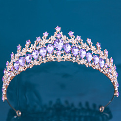 KC Amethyst European Bridal Crown, Crystal Alloy Hair Accessories for Wedding, Birthday, Party.