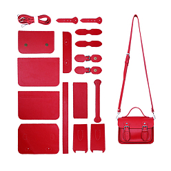 Red DIY Knitting Crochet Bag Making Kit, Including Cowhide Leather Bag Accessories, Red, 6.5x18.5x14.5cm