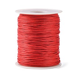 Red Eco-Friendly Waxed Cotton Thread Cords, Macrame Beading Cords, for Bracelet Necklace Jewelry Making, Red, 1mm, about 100yards/roll