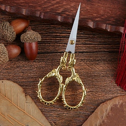 Golden Stainless Steel Scissors, Paper Cutting Scissors, Vine Leaf Embroidery Scissors, Golden, 105x55mm