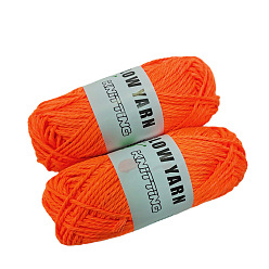 Orange Red Luminous Polyester Yarns, Glow in the Dark Yarn, for Weaving, Knitting & Crochet, Orange Red, 2~3mm, about 50m/skein