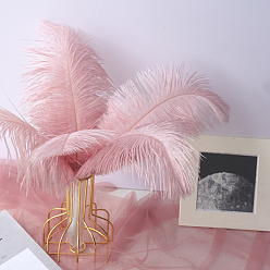 Misty Rose Ostrich Feather Ornament Accessories, for DIY Costume, Hair Accessories, Backdrop Craft, Misty Rose, 200~250mm