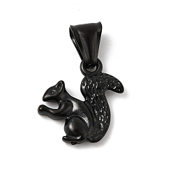 Squirrel Тема животных 304 подвески из нержавеющей стали, ионное покрытие (ip), чёрные, белка, 20x19x4 мм, отверстие : 7x3.5 мм