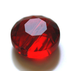 Dark Red Imitation Austrian Crystal Beads, Grade AAA, Faceted, Flat Round, Dark Red, 12x6.5mm, hole: 0.9~1mm