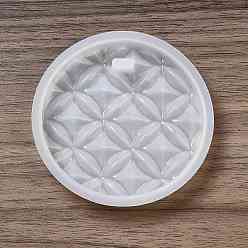 Round DIY Embossed Flower Pattern Pendant Silicone Molds, Resin Casting Molds, for UV Resin, Epoxy Resin Jewelry Making, Round Pattern, 74x11mm, Hole: 4x9mm, Inner Diameter: 69mm