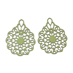 Желто-Зеленый Аэрозольная краска 430 подвески из нержавеющей стали, цветок, желто-зеленый, 14.5x11.5x0.3 мм, отверстие : 2x1 мм