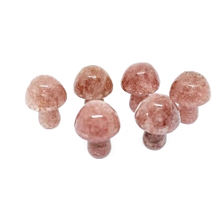 Strawberry Quartz Natural Strawberry Quartz Healing Mushroom Figurines, Reiki Energy Stone Display Decorations, 20mm