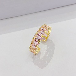 E 18K Gold Plated Hip Hop Ring with AAA Zirconia Stone - Egg-shaped Design