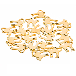 Golden 201 Stainless Steel Charms, Cat, Golden, 15x15x1mm, Hole: 1.2mm