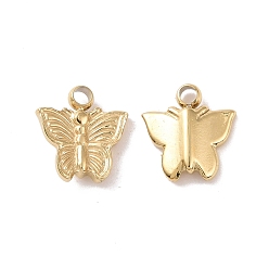 Real 18K Gold Plated 304 Stainless Steel Charms, Butterfly, Real 18K Gold Plated, 7.5x7x2mm, Hole: 1.2mm