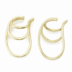Real 18K Gold Plated Brass Cuff Earrings, Split Earrings, Nickel Free, Real 18K Gold Plated, 35x23x10mm, Inner Diameter: 10x13mm
