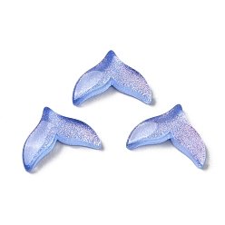 Royal Blue K9 Glass Cabochons, with Glitter Powder, Fish Tail, Royal Blue, 8.8x12x2.5mm