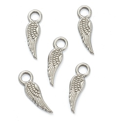 Stainless Steel Color 304 Stainless Steel Charms, Wing, Stainless Steel Color, 15x4x1mm, Hole: 2mm