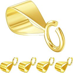 Real 14K Gold Plated 925 Sterling Silver Tube Bails, Loop Bails, with S925 Stamp, Real 14K Gold Plated, 9.5x3.3mm, Hole: 4mm