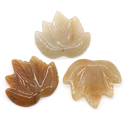 Topaz Jade Natural Topaz Jade Autumn Maple Leaf Pendants, Leaf Charms, 43x47~53x7mm, Hole: 2mm
