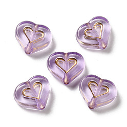 Средняя Орхидея Прозрачные акриловые бусины, сердце, средне орхидеи, 12.5x14.5x5 мм, отверстие : 1.8 мм, о: 750 шт / 500 г