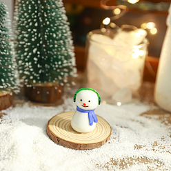 Sea Green Christmas Theme Mini Glass Snowman Ornaments, for Home Deaktop Display Decorations, Sea Green, 40.5x22.5mm
