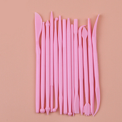 Pink Clay Tools Carving Modeling Tool Set, Dual-Ended Design Pottery Tools, Pink, 10.3~12.7cm, 14pcs/set