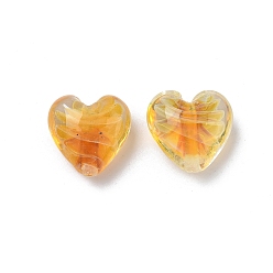 Золотистый Бусины лэмпворк , сердце, золотые, 15.5x16x9.5 мм, отверстие : 1.8 мм