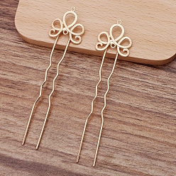 Light Gold Железная фурниутра для шпилек, с фурнитурой из цветочной филиграни из сплава, золотой свет, 75x21 мм