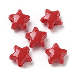 Red Opaque Acrylic Beads, Star, Red, 11x11.5x7mm, Hole: 2mm,  about 1245pcs/500g