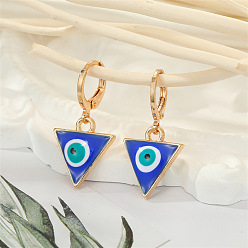 7 Blue Triangle Eyes Boho Triangle Heart Eye Earrings with Devil's Eye Charm - Colorful Ethnic Retro Jewelry